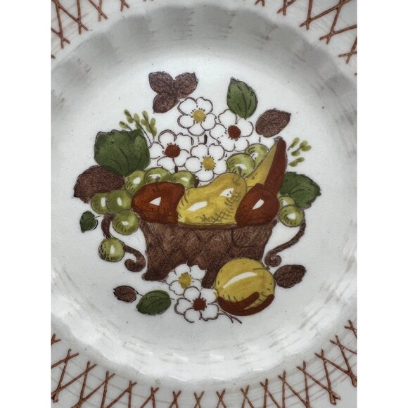 Vintage Metlox Poppytrail Vernon Ware Fruit Basket 4 Salad Plates 7.5" USA - Picture 4 of 6